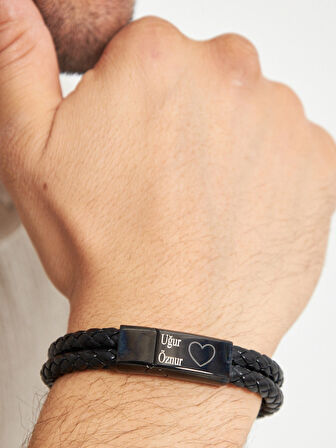 Kişiye Özel Tasarım Gravül Deri Bileklik, İsim Yazılı Bileklik, Sevgiliye Hediye