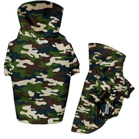 Gedyco Green Camouflage Polarlı Küçük Irk Köpek Yağmurluğu