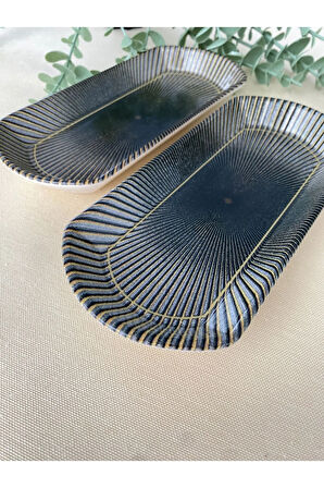 Green Gold 2 Adet Oval Kahvaltı Tabağı