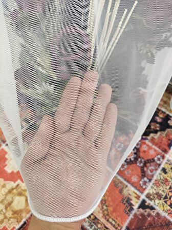 Desensiz Petek Zemin Grek Pilesiz Tül Perde