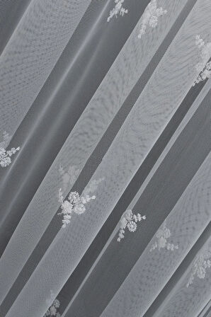 Grek Serpme Nakışlı Tasarım Zarif Moda Desen 1/3kat Pileli Tül Perde