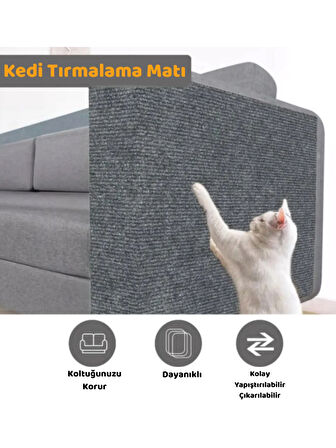 Beylini Kedi Tırmalama Halısı Yapışkanlı Her Yüzeye Uygulanabilir Kesilebilir Mobilya Koruyucu Mat (40X100)