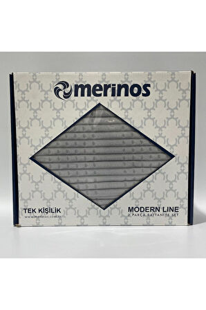 Merinos Modern Line Tek Kişilik 2 Parça Battaniye Seti - Gri