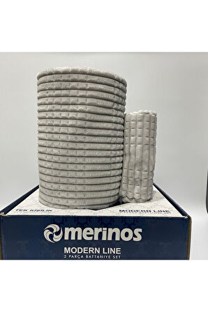Merinos Modern Line Tek Kişilik 2 Parça Battaniye Seti - Gri