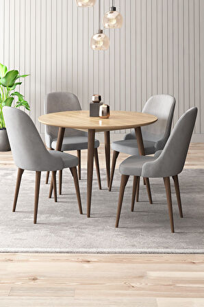 Adel Serisi 90x90 Atlantik Çam MDF Mutfak Masa Takımı 4 Adet Sandalye  