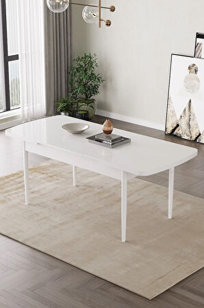 Arya Siyah Mermer Desen 80x132 MDF Açılabilir Yemek Masası Takımı 6  Sandalye