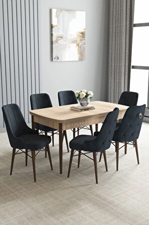 Ashira MDF Meşe Desen Açılabilir 80x132 Cm 4 Sandalyeli Mutfak Masası Takımı