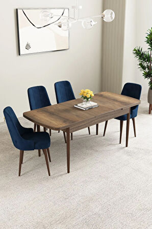 Calvin Beyaz Mermer Desen 80x132 MDF Açılabilir Mutfak Masası Takımı 4  Sandalye