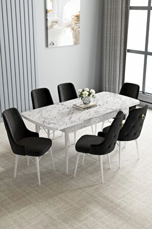 Calvin Meşe Desen 80x132 MDF Açılabilir Mutfak Masası Takımı 4  Sandalye