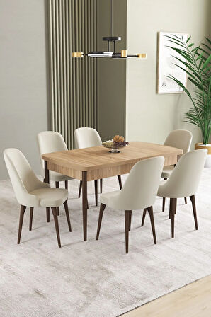 Daisy MDF Beyaz Mermer Desen Açılabilir 80x132 Cm 4 Sandalyeli Mutfak Masası Takımı