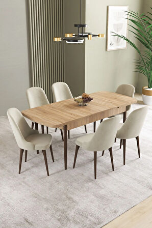 Daisy MDF Beyaz Mermer Desen Açılabilir 80x132 Cm 4 Sandalyeli Mutfak Masası Takımı