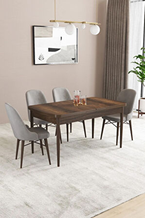 Fonza Barok 80x132 MDF Açılabilir Mutfak Masası Takımı 4  Sandalye