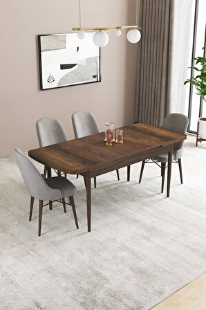 Fonza Barok 80x132 MDF Açılabilir Mutfak Masası Takımı 4  Sandalye