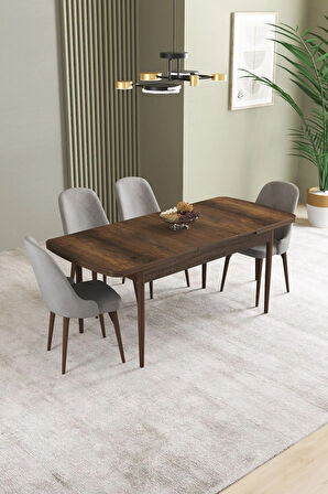 Ikon Barok Desen 80x132 MDF Açılabilir Yemek Masası Takımı 4  Sandalye