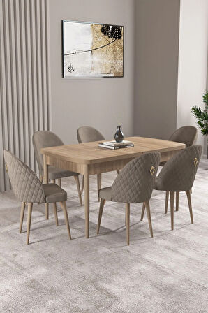 Jusie Siyah Mermer Desen 80x132 Açılabilir Mutfak Masası Takımı 4  Sandalye