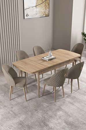 Jusie Siyah Mermer Desen 80x132 Açılabilir Mutfak Masası Takımı 4  Sandalye
