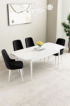 Mabel Meşe Desen 80x132 Açılabilir Yemek Odası Takımı 4  Sandalye