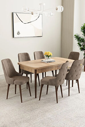 Mabel Siyah Mermer Desen 80x132 Açılabilir Yemek Odası Takımı 4  Sandalye