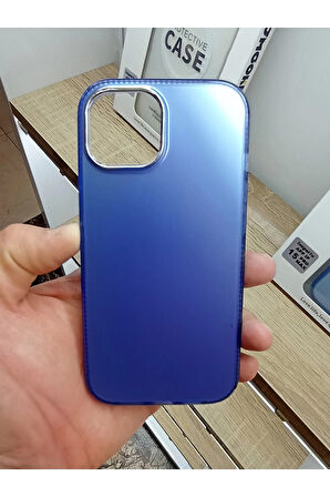 İPhone 15 Uyumlu Hologramlı Mor Kılıf Tuşları Metal Darbe Korumalı Kapak
