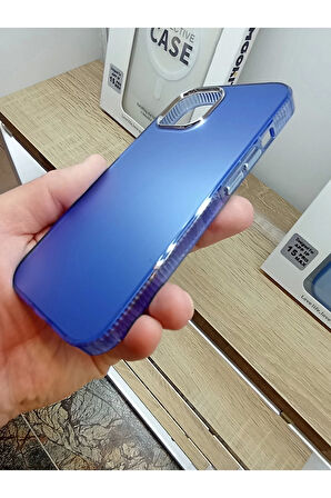 İPhone 15 Uyumlu Hologramlı Mor Kılıf Tuşları Metal Darbe Korumalı Kapak