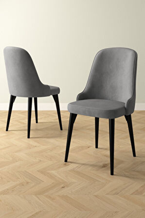 Ikon Siyah Mermer 80x132 Açılabilir Mdf Masa Yemek Odası Takımı, Mutfak Takımı 4 Adet Sandalye