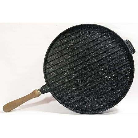 Çift Taraflı DÖKÜM 34 CM  bazlama Gözleme Katmer ızgara mangal tava