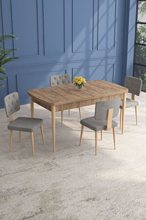 Lars Atlantik 80x132 Açılabilir Mdf Masa Yemek Odası Takımı,Mutfak Takımı 4 Adet Sandalye