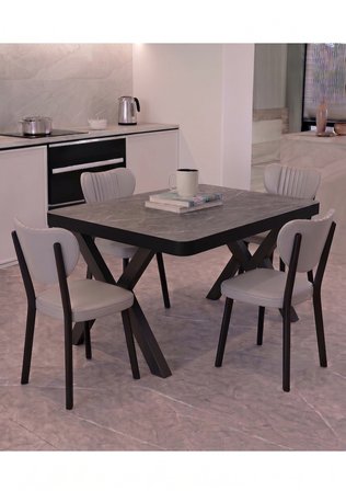  70x110 Sabit Mutfak Yemek Masası Takımı + 4 Adet Elma Sandalye