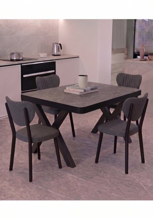  70x110 Sabit Mutfak Yemek Masası Takımı + 4 Adet Elma Sandalye