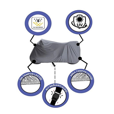 Motosiklet Brandası - Su Geçirmez, Rüzgar Güneş Koruyucu, 4 Mevsim Uygun, Kolay Saklama Çantası