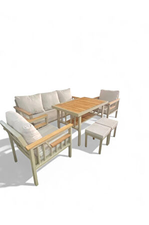 Sole Balkon Takımı, Cappuccino Bahçe Takımı 5+1 (Masa 70x110 3lü Koltuk 70x180 Tekli Koltuk 70x70)