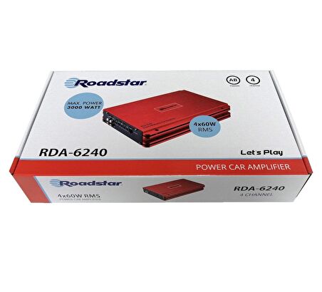 Garaj Dünyası Roadstar RDA-6240 4 Kanal AB Klass Oto Amfi 3000W Maksimum 4X60W RMS