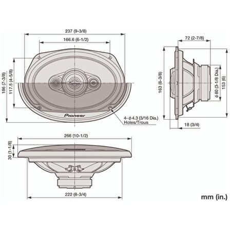 Pioneer TS-A6961F 450 Watt 6X9 Oto Hoparlör