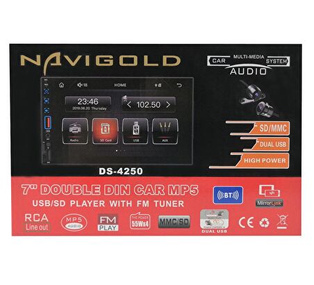 Garaj Dünyası Navigold Double Teyp DS-4250 7 Inch BT/USB/FM/AUX Geri Görüş Kamerası