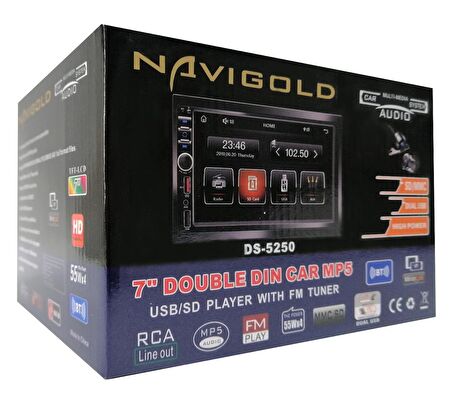 Garaj Dünyası Navigold Double Teyp DS-5250 7 Inch BT/USB/FM/AUX Geri Görüş Kamerası