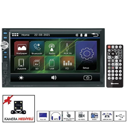 Roadstar RD7200 7" Bluetooth lu Double Din Teyp