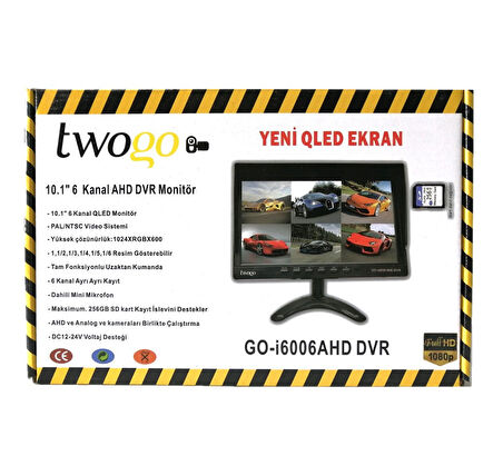 Twogo GO-İ6006 Hybrid DVR 6 Kanal 10 Inç Monitör Dvr Hybrid 6 Kamera Girişli (6 Kamera Dahil)