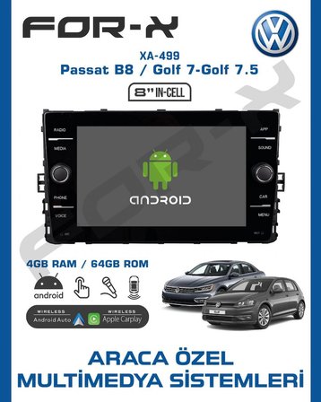 FOR-X XA-499 VOLKSWAGEN B8 GOLF 7.5 YENİ TİP 4GB+64GB ORJİNAL MULTİMEDYA CARPLAY