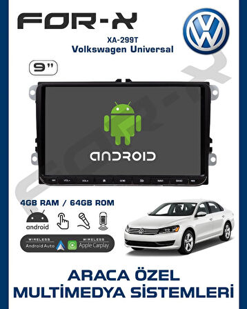 For-X XA-299T Volkswagen 9 Inch Android Carplay Multimedya 4+64 GB OEM Multimedya