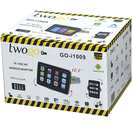 Twogo GO-i1009 Android Monitör 10,1 inç HD Dokunmatik Ekran Carplay 2GB+32GB 60Wx4 GPS BT USB 