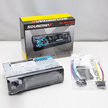 SOUNDMAX SX-MX1289 Araç Oto Teyp 4X50 Watt BT Senkronizasyon 2XUSB TF AUX FM 7 Renk Ekranlı