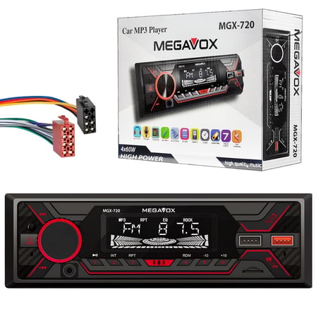 MEGAVOX MGX-720 Oto Teyp 4X60 Watt Bluetooth 2xUsb Sd Fm Aux 7 Renk
