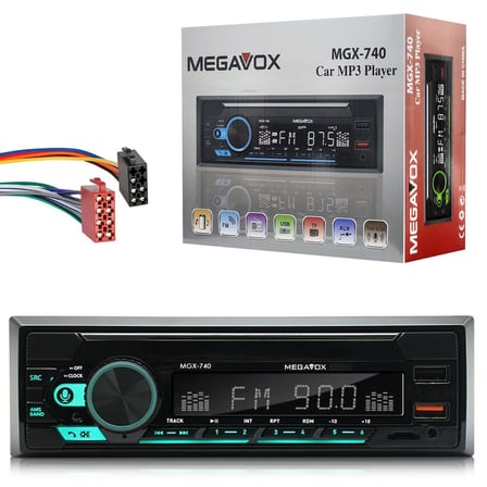 MEGAVOX MGX-740 Oto Teyp 4X60 Watt Bluetooth 2xUsb Sd Fm Aux 7 Renk