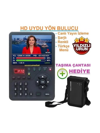 Uydu Yön Bulucu 3.5 İnç Dijital Ekranlı Görüntülü (Canlı Yayın İzleme-Şarjlı-Taşıma Çantalı)