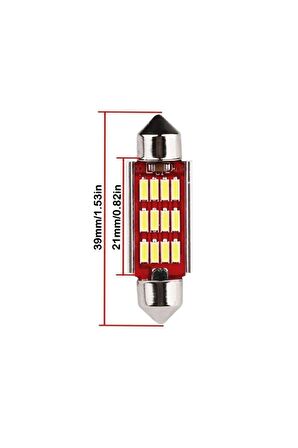 2 Adet Oto Tavan Led Ampül Plaka Led Sofit Led 39mm Beyaz