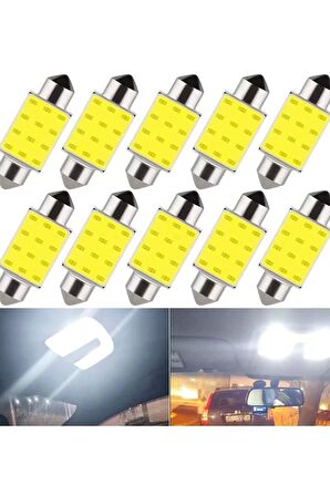 10 Adet Sofit Cob Led Ampül 12v 31mm Japon Oto Tavan Led