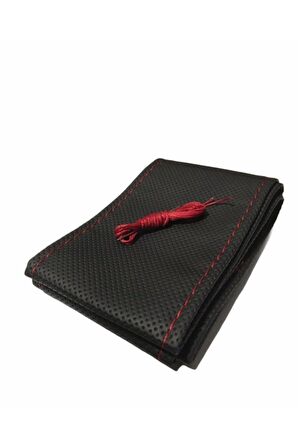 Dikme Direksiyon Kılıfı Delikli Kırmızı Ipli- Kokusuz (38×10cm)