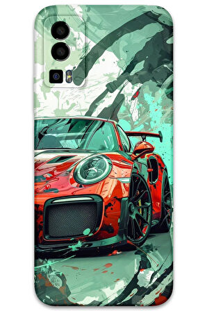 GM 23 Uyumlu Araba Desenli Telefon Kılıfı + Ekran Koruyucu - 5765