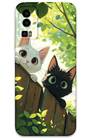 GM 23 Uyumlu Kedi Desenli Telefon Kılıfı + Ekran Koruyucu - 5785