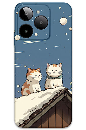 GM Era 30 Uyumlu Kedi Desenli Telefon Kılıfı + Ekran Koruyucu - 5780